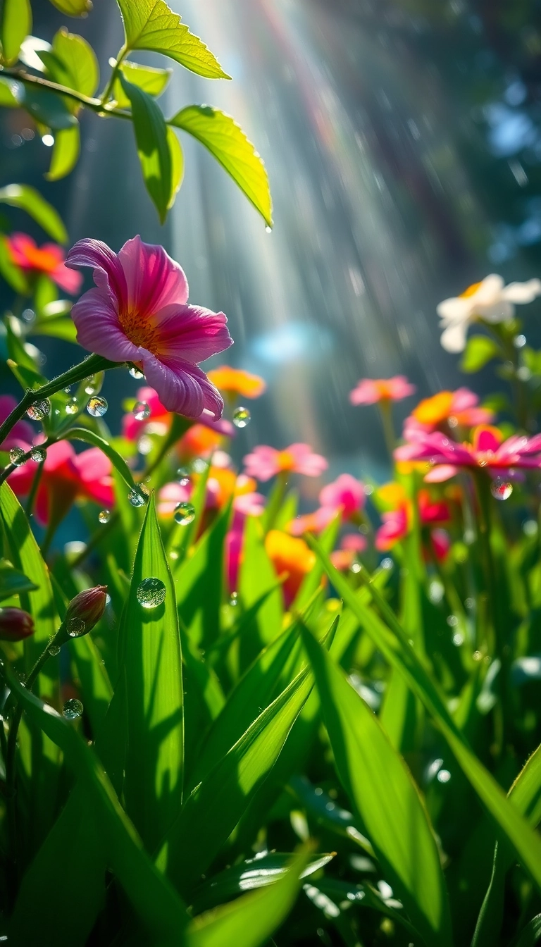 iPhone Spring Rain Garden Captivating Wallpaper Copyright-Free Stock Image
